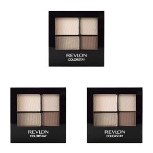 revlon colorstay 16 hour eyeshadow quad with dual-ended applicator brush, longwear, intense color smooth eye makeup for day & night, addictive (500), 0.16 oz (pack of 3)