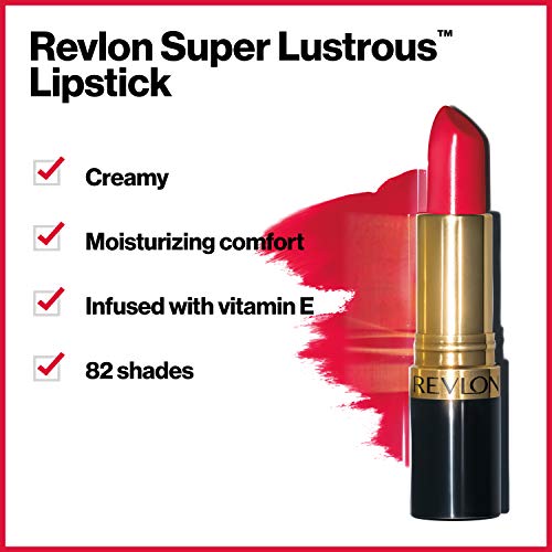 Revlon Super Lustrous Lipstick, High Impact Lipcolor with Moisturizing Creamy Formula, Infused with Vitamin E and Avocado Oil in Reds & Corals, Coral Berry (674) 0.15 oz