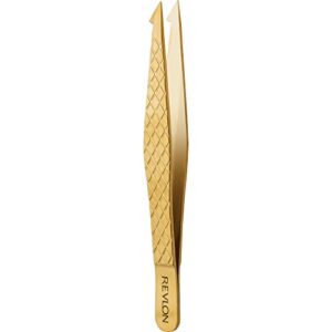revlon gold series slant and point tip tweezer, titanium coated for maximum durability