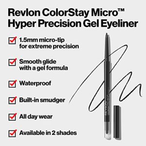 Gel Eyeliner by Revlon, ColorStay Micro Hyper Precision Eye Makeup with Built-in Smudger, Waterproof, Longwearing with Micro Precision Tip, 215 Brown, 0.01 Oz