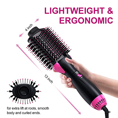 Hair Dryer Brush Blow Dryer Brush in One, 3 in 1 Hair Dryer and Styler Volumizer with Negative Ion Anti-frizz Blowout Ceramic Coating Hot Air Brush, Mothers Day Gifts for Mom, 75MM Oval Shape