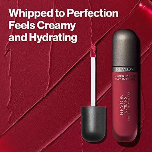 REVLON Ultra HD Lip Mousse Hyper Matte, Longwearing Creamy Liquid Lipstick in Pink, Sunset (810), 0.2 oz