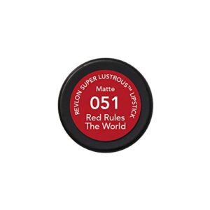 Revlon Super Lustrous Matte Lipstick, Red Rules The World, 1 Count