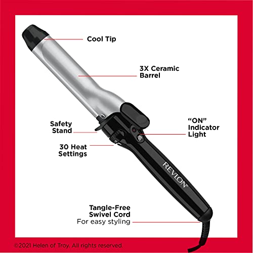 Revlon Perfect Heat Triple Ceramic Curling Iron | For Silky Smooth Tousled Curls (1-1/4 in)