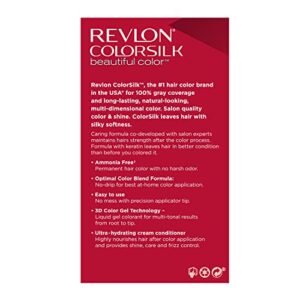 Permanent Hair Color by Revlon, Permanent Brown Hair Dye, Colorsilk with 100% Gray Coverage, Ammonia-Free, Keratin and Amino Acids, Brown Shades, 41 Medium Brown (Pack of 3)