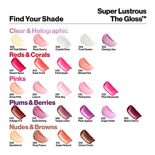 Lip Gloss by Revlon, Super Lustrous The Gloss, Non-Sticky, High Shine Finish, 310 Choco Crush, 0.13 Oz