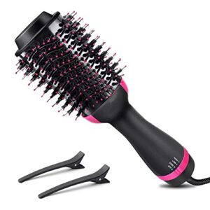 hair dryer brush blow dryer brush in one, professional hot air brush 4 in 1 one step hair dryer and styler volumizer with negative ion for drying, straightening, curling, salon for all hair types