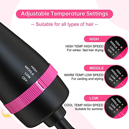 Hair Dryer Brush Blow Dryer Brush in One, Professional Hot Air Brush 4 in 1 One Step Hair Dryer and Styler Volumizer with Negative Ion for Drying, Straightening, Curling, Salon for All Hair Types