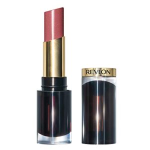 lipstick by revlon, super lustrous glass shine lipstick, high shine lipcolor with moisturizing creamy formula, infused with hyaluronic acid, aloe and rose quartz, 003 glossed up rose, 0.15 oz