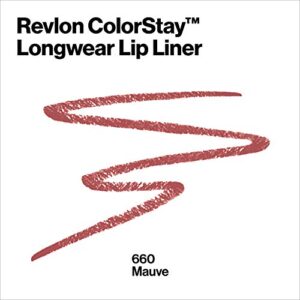 Lip Liner by Revlon, Colorstay Face Makeup with Built-in-Sharpener, Longwear Rich Lip Colors, Smooth Application, 660 Mauve