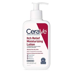 cerave moisturizing lotion for itch relief | anti itch lotion with pramoxine hydrochloride | relieves itch with minor skin irritations, sunburn relief, bug bites | 8 ounce