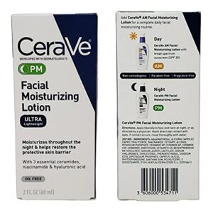 CeraVe Daily Moisturizing Lotion Bundle of 4 Bottles - AM Facial Moisturizing Lotion with Sunscreen (2 oz) and PM Facial Moisturizing Lotion (2 oz) - 2 Bottles of Each - 8 fl oz Total