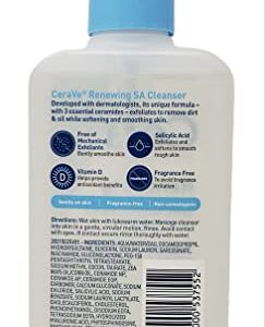 CeraVe SA Skincare Bundle - Contains SA Body Wash for Rough and Bumpy Skin (10 fl oz) and Renewing SA Cleanser (8 fl oz) - Skin Smoothing Formula with Salicylic Acid