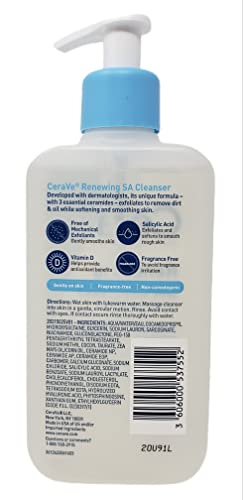 CeraVe SA Skincare Bundle - Contains SA Body Wash for Rough and Bumpy Skin (10 fl oz) and Renewing SA Cleanser (8 fl oz) - Skin Smoothing Formula with Salicylic Acid