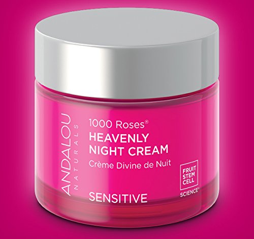 Andalou Naturals Heavenly Night Cream 1000 Roses, Sensitive Skin Moisturizer for Face, Enriched with Hyaluronic Acid & Aloe Vera, 1.7 Ounce