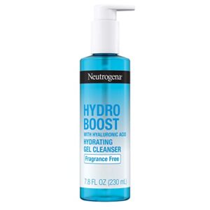 neutrogena hydro boost fragrance-free hydrating facial gel cleanser with hyaluronic acid, daily foaming face wash gel & makeup remover, lightweight, oil-free & non-comedogenic 7.8 fl. oz