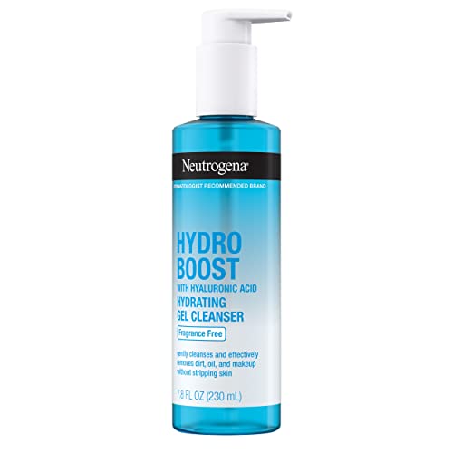 Neutrogena Hydro Boost Fragrance-Free Hydrating Facial Gel Cleanser with Hyaluronic Acid, Daily Foaming Face Wash Gel & Makeup Remover, Lightweight, Oil-Free & Non-Comedogenic 7.8 fl. oz