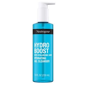 neutrogena hydro boost lightweight hydrating facial gel cleanser, gentle face wash & makeup remover with hyaluronic acid, hypoallergenic & paraben-free, 7.8 fl. oz