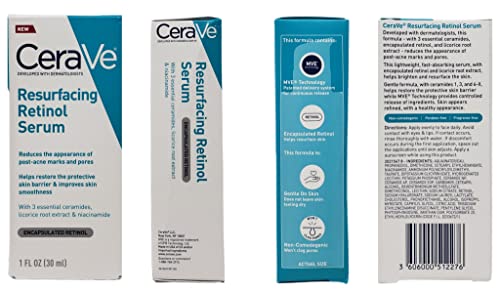 CeraVe Acne Treatment Bundle - Contains CeraVe Resurfacing Retinol Serum (1 fl oz) & CeraVe Acne Control Gel (1.35 fl oz) - With 3 Essential Ceramides, 2 Piece Set, 2.35 Fl Oz