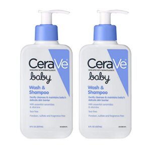 baby wash & shampoo | 8 ounce | fragrance, paraben, sulfate free shampoo for tear-free baby bath time (2 pack)