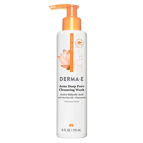 DERMA E Acne Deep Pore Cleansing Wash – Blemish Control Facial Cleanser with Salicylic Acid - Gentle Oil Control Face Wash Soothes and Balances Skin, 6 fl oz