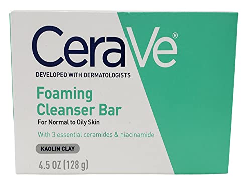 CeraVe Foaming Cleanser Bar for Normal to Oily Skin - Bundle of 6 Cleanser Bars - Fragrance Free - 4.5 oz Cleansing Bars