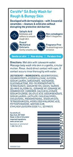 CeraVe SA Cleanser Bar for Rough & Bumpy Skin Bundle - of 4 Bars With 3 Essential Ceramides Jojoba Beads Smoothing Formula Salicylic Acid Fragrance Free, 4.5 Ounce (Pack 4)