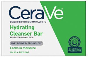 cerave hydrating cleanser bar | 4.5 ounce | soap-free body and face cleanser bar | fragrance free and non-irritating (pack of 5)