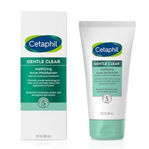 cetaphil face moisturizer, gentle clear mattifying acne moisturizer with 0.5% salicylic acid, hydrates and treats sensitive acne prone skin, skin care for sensitive skin, 3oz