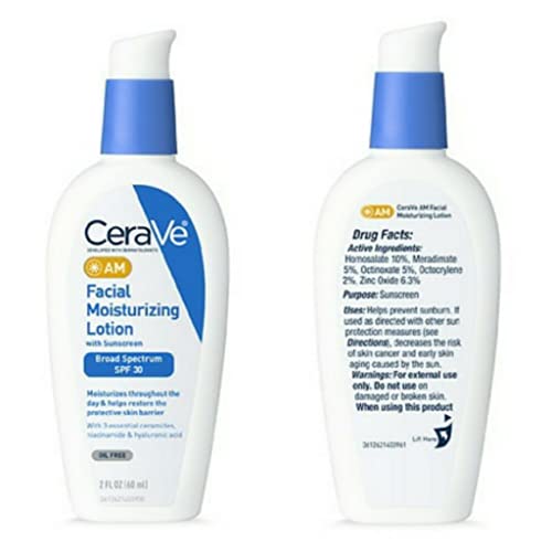 CeraVe Daily Skincare Facial Bundle - CeraVe Foaming Facial Cleanser (12 oz), AM CeraVe Facial Moisturizing Lotion with Sunscreen (2 oz), and PM Facial Moisturizing Lotion (2 oz)