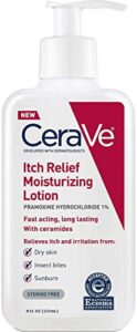 cerave moisturizing lotion for itch relief | 8 ounce | dry skin itch relief lotion with pramoxine hydrochloride | fragrance free (pack of 4)