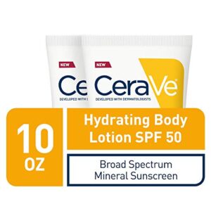 CeraVe 100% Mineral Sunscreen Spf 50 | Body Sunscreen With Zinc oxide & Titanium Dioxide for Sensitive Skin | 5 Oz, 2 Pack