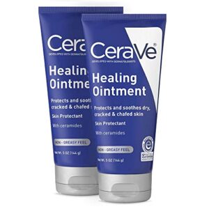 cerave healing ointment | 2 pack (5 ounce each) | cracked skin repair skin protectant with petrolatum ceramides | lanolin & fragrance free