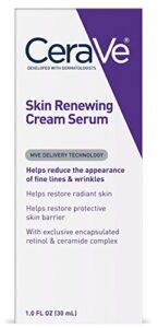 cerave anti aging retinol serum | cream serum for smoothing fine lines and skin brightening | with retinol, hyaluronic acid, niacinamide, and ceramides | 1 ounce