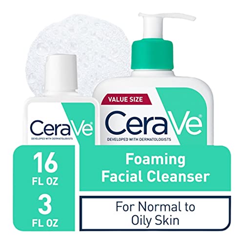 CeraVe Foaming Face Wash Face Cleanser for Normal to Oily Skin (3 oz & 16 oz set)