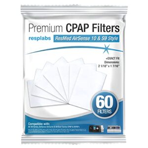 resplabs cpap filters – compatible with the resmed airsense 10 machine – 60 filter pack