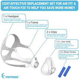 Everness Replacement Set for F20, Includes Cushion (L) & Most You Need in One Pack (No Elbow), Reliable Seal & Softer Fit Replacement Supplies