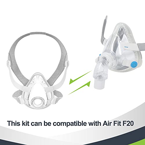 Full Face Replacement Set for F20 with Large Cushion, Headgear, Frame, Clips and Strap Covers, Great-Value & Quick-Disconnect- Covers Nose and Mouth