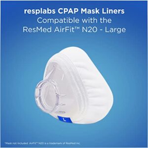 resplabs CPAP Mask Liners - Compatible with ResMed N20 Nasal CPAP Masks, Large - Reusable, Washable Cushion Covers - 4 Liner Pack