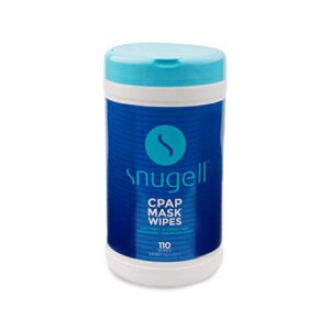 cpap mask wipes by snugell | 110 count | unscented | 100% soft cotton | lint & alcohol free | skin safe with aloe vera | easy opening canister | clean cpap mask, tube & devices (1)