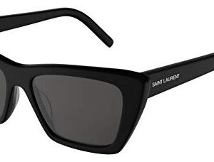 SAINT LAURENT Women's Narrow Cat Eye Sunglasses, Shiny Black/Grey Green, One Size