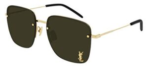 saint laurent women’s square metal sunglasses, gold gold brown, one size