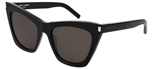 SAINT LAURENT Women's Kate Cat Eye Sunglasses, Black/Black/Grey, One Size