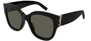 saint laurent women’s oversized cat eye sunglasses, shiny black, one size