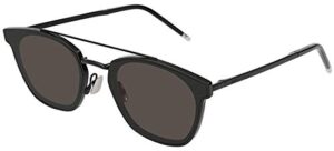 saint laurent unisex sunglasses black matte frame, grey lenses, 61mm
