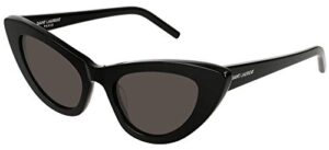 saint laurent women’s sl 213 lily sunglasses, black/solid grey, one size