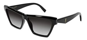 saint laurent women’s sl m103 sunglasses, black-black-grey, one size