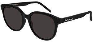 saint laurent women’s signature round sunglasses, black/black/black, one size