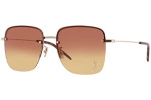 saint laurent women’s sl 312 square metal sunglasses, gold/gold orange, one size