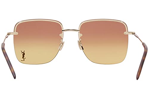 SAINT LAURENT Women's SL 312 Square Metal Sunglasses, Gold/Gold Orange, One Size